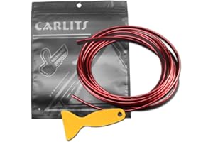 CARLITS Moldura Interior de Coche, 3D DIY 5 Metros de Línea Pegatina Película Decoración Exterior de Coches Molduras Línea de Tira para Coche (Galvanoplastia de Color Rojo)