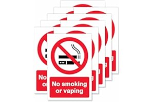 Viro Display No Smoking or Vaping Self-Adhesive Vinyl Signs Stickers - 100 x 150mm - 10 Pack