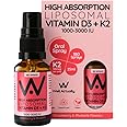 WELL ACTUALLY Liposomal Vitamin D3 + K2 Spray - High Bioavailability - High Absorption Vegan Vitamin D3 2000 IU & Vitamin K2-7 100mcg as Menaquinone-7 MK-7 - Strawberry & Rhubarb (180 Sprays)