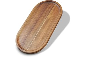 1 pcs Acacia Wood Tray 11.8 6 inch Boards Rustic Wooden Serving Trays Oval Platters Charcuterie for Party,Breakfast, Coffee Table, Home Decorative, Food Small Trays