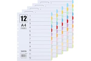 5STK register för mapp A4 kartong avdelare för mapp A4 register 1-12