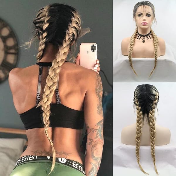 Weinrote Flecht-Perücke Mit Babyhaar – 4 Gedrehte Zöpfe, 76,2 Cm – Aus Hochtemperaturfaser Für Damen