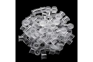 UNIHUBYS Tattoo Ink Caps, Unihuby 500Pcs Tattoo Ink Cups With Base White Clear Pigment Caps #14 Medium Sizes for Tattoo Ink Tattoo Kit Tattoo Supply