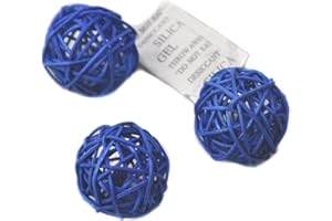 Ougual 10 Piezas Bolas de ratán Mimbre Mesa Boda Fiesta Navidad decoración 5cm Azul