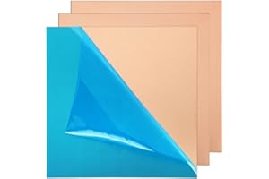 GBACHOOSE 3 Pcs 99.9% Pure Copper Sheet, 6" x 6"Pure Coppers Metal Sheet, 1mm Thickness Processable Copper Plates, Film Attached Coppers Plates for DIY Project, Crafts, Maintenance, Production
