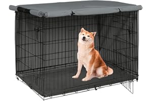 BOSKING Hundekäfig-Abdeckung für Hundekäfige, wasserdicht, 210D-Oxford-Polyester, Größe XL: 124,5 x 79 x 84 cm, Grau