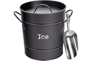 Harbour Housewares Seau à glace industrielle avec Scoop - style vintage à double paroi en acier Champagne Cooler - Noir