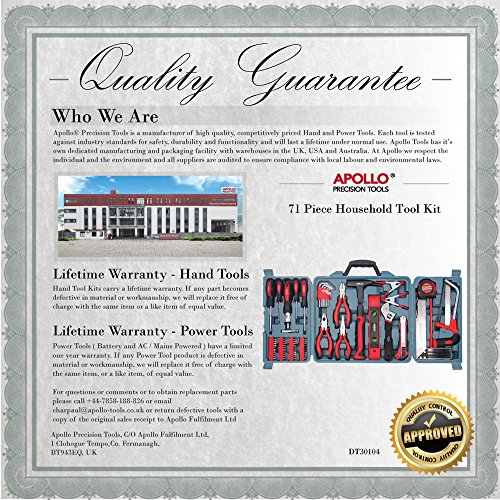 Apollo 71-teiliges Haushaltswerkzeugset inklusive der gebräuchlichsten Handwerkzeuge – in Aufbewahrungsbox - 7
