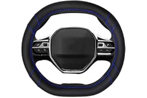Mayco Bell Funda de cuero de microfibra para volante de coche para Peugeot 3008 4008 5008 2016-2019 508 208 2019 e-208 (línea negra y azul)