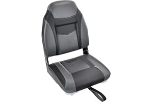 FANTASK Sedile per barca con imbottitura in spugna spessa 10 cm, sedile timone imbottito, sedile pieghevole reclinabile per barche (Nero)