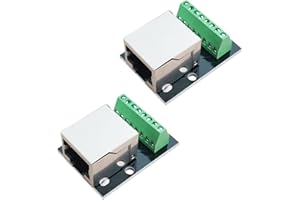CEMYDEYO 2 Stück RJ45 8Pin Ethernet Single Weiblich Terminal Breakout Board,2.54mm Pitch Doppelbuchsen Adapter,RJ45 Schraubanschluss,RJ45 Doppelte Steckdosen to 8 Pins Adapter (SINGLE BUCHSE)