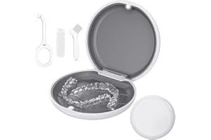 TYSORETY Zahnspangendose Zahnschiene Box Kompatibel mit Invisalign, Retainer Case mit Entnahmewerkzeugen& Aligner Chewies& Bürste, Herausnehmbares Innenfach aus Silikon (Weiß)