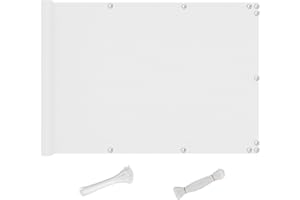 QINGLV Pantalla para Balcon 140x100cm Revestimiento para Balcón Protección UV Opaca Tela Pantalla Privacidad Balcon con Cuerda Y Bridas -Blanco
