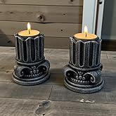 Mireva Yunan S&uuml;tunu Taş Mumluk Seti 2&rsquo;li &ndash; 9 cm Tealight Şamdan, Dekoratif Obje