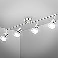 B.K.Licht Faretti da soffitto orientabili, include 4 lampadine GU10, luce calda, 4x 2,9W, 4x 260Lm, Plafoniera nera per soggi