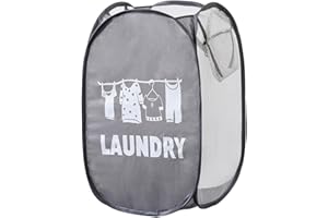 BANSHAN Laundry basket, foldable laundry basket with durable handle pop-up, portable mesh laundry bag with handle, perfect for family, children's room, university dormitory travel (black with pattern)