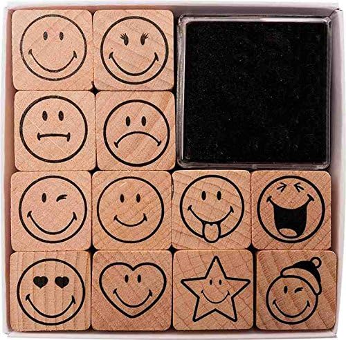 Stamp Set with 12 SMILEY Stamp, also as belobigungsstempel For Teacher
