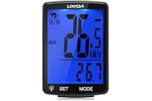 Lixada Computadora de Bicicleta Inalámbrica Multifunción Pantalla LCD Odómetro de Bicicleta de Montaña IPX6 Impermeable Temperatura Medible Cronómetro Accesorios para Montar