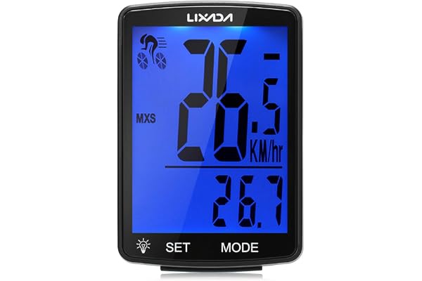 Lixada Compteur de Vélo sans Fil avec 2.8 pouce Multifonctionnel Français Rétroéclairage LCD HD D'affichage de L'écran IPX6 Étanche Ordinateur de Vélo Chronomètre de Température Mesurable 80 * 54.5 mm