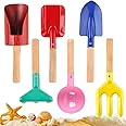 6pcs Sand Shovels for Kids, Kids Beach Shovels, Sand Toys for Kids Ages 8-12, Kids Garden Outdoor Tool Set with Cylinder, Spoon, Fork, Rake, Flat Shovel & Pointed Shovel, Outdoor Toys for Toddlers