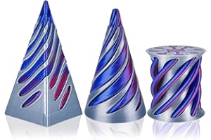 REYOK 3PCS Spiral Cone Fidget Toy,Blue Impossible Cone Pyramid,3D Printed Tidget Toy,Cone Fidget Toy,Pyramid Passthrough Sculpture,Blue Impossible Pyramid,Desktop Decoration for Home Office Desk