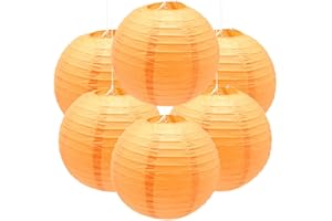 Ruidee 6Pcs Paper Lanterns Decoration 12in Round Hanging Paper Lanterns Round Paper Lampshade Chinese Lanterns Ball Lanterns Lamps for Birthday Wedding Party Decoration（SDL/Orange）
