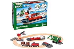 BRIO World Railway Harbour Cargo Set for Kids Age 3 Years Up - Wooden Train Set Accessories and Add Ons