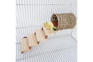 TeTupGa Hamster Chew Toys Pets Warm Nest with Stairs Pads, Rats Wooden Exercise Playing Drill Tube Tunnel Teeth Care Molar Cage For Birds, Syrian Hamster Sugar Glider Gerbils Rabbit Ferret Guinea Pig