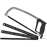 BOOSDEN Adjustable Hacksaw, Metal Saw with 4 Blades 30 cm | Hacksaw Frame Set with (2 Bi-Metal Blades 8TPI/24TPI + 2 HSS 24TP