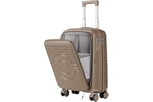 Artebeads Maleta de Viaje Cabina, PP Material Trolley Rígida Expandible con Ruedas Giratorias y Cierre de Combinación, Equipaje de Mano Resistente y Duradero, Ligero(Champán, 55x38x22cm)