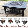 Raygar Quadratisches 3 In 1 Produkt Feuerstelle Grill Eisschale Aus Metall Geeignet Als Terrassenstrahler Inklusive Schutzabdeckung Jetzt Inkl Eis Tablett Fp39