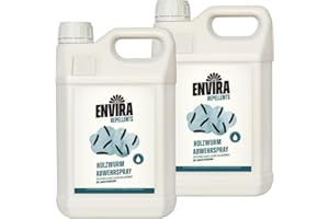 Envira Holzwurm Abwehrspray 2 x 5 Liter - Spray mit Langzeitwirkung gegen Holzbock & Holzwurm - Mittel gegen Holzwürmer für innen - Effektives Holzwurmmittel & Holzwurmschutz