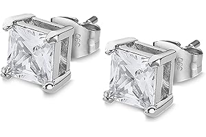 LOTUS STYLE Pendientes Hombre - Acero Inoxidable 316L - Cierre Seguro - Ligeros, Cómodos y Resistentes - Pendientes de Brillante 7.00 mm LS2166-4/1