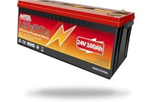 MOSEWORTH 24V 100ah Lifepo4 Battery, Leisure Battery 2560WH Upgraded BMS, Lightweight Small Size Perfect for Camping RV, Marine, Trolling Motor, Solar, Van Life, Back Up Power & Off Grid Applications