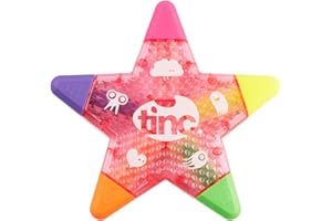 Tinc - Surligneur Etoile Multicolore, Couleur Rose, Orange, Vert, Jaune, Violet, Idéal pour le Bureau, l'Ecole ou la Maison, Accessoire de Papeterie Pratique