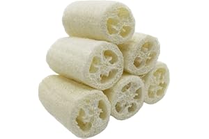 VOARGE 6 Pieces Premium Quality Natural Loofah Sponge Spa Exfoliating Scrubber Loofah Body Wash Sponge Remove Dead Skin Kitchen Cleaning Agent for Household, Approx. 4 Inches
