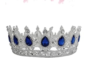 Uonlytech Di Cristallo Barocco Regina Corona per Le Donne Regina Della Sposa Tiara Crown Blu Del Rhinestone Della Fascia di Cerimonia Nuziale Corona di Accessori per Le Donne