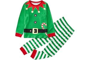 Glücksvogel Weihnachten Kinder Schlafanzug Jungen Mädchen Zweiteiliger Weihnachten Schlafanzug Rentier Druck Pyjama Langarm Baumwolle Winter Nachtwäsche Lang Anzug Nachthemd Sleepwear Größe 1-7 Jahre
