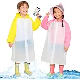 JYNVO Children's Waterproof Raincoat, Girl's Waterproof Raincoat, Reusable Rain Poncho with Hood, Height Boy or Girl Between