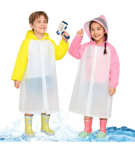Poncho De Pluie Enfant Réutilisable En EVA - Imperméable Léger Avec Capuche - Taille Unique 90x110cm Pour 4-16 Ans