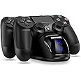 ECHTPower Ricarica Controller PS4, PS4 Docking Station e Indicatore di LED Base di Ricarica Controller Doppia Stazione di Ric
