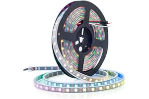 BTF-LIGHTING WS2812E Fils en alliage ECO RGB 5050SMD adressable individuel 5m 60Pixels/m 300Pixels PCB noir flexible Bande de pixels LED couleur de rêve IP67 Projets de bricolage étanches DC5V