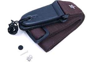 Alnicov 2" pasek do gitary bawełnianej, regulowany pasek na ramię z bawełny do gitary akustycznej, gitary elektrycznej (brązowy)