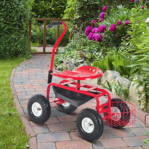 Preisvergleich Produktbild Seatardeni Werkzeugwagen mit Drehgelenk, verstellbar, drehbar, für den Garten, Gartenstuhl, verstellbar, Rolling Gar