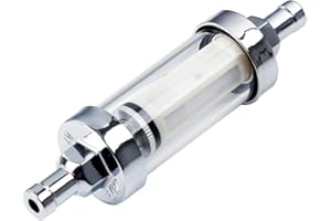 CarBole Filtro del Carburante per Moto,Filtro Benzina in Vetro Cromato,Dimensione Adatto per 5/16"(8mm),Elemento Filtrante Sostituibile,Filtro per Gasolio per ATV Dirt Pit Bike Moto Scooter