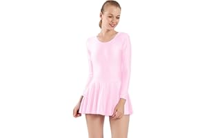 Aoylisey Damen Langarm Gymnastikanzug Tanzrock Body