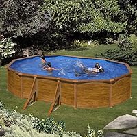 Gre KITPROV503W- Piscina Sicilia desmontable ovalada de acero decoración madera 500x300x120 cm