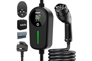 EzGoGo EV Charger Cable Type 2 to 3 Pin Plug 20Ft/6.1M Electric Car Charger 3kW, [6/8/10/13A] Type 2 Charging Cable 3 Pin EV Charger IP65 Advanced Protection Suitable for EVs & PHEVs
