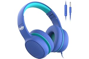 gorsun Premium A66 Kopfhörer für Kinder mit 85dB/94dB Lautstärkebegrenzung, in-line HD-Mikrofon, Audio-Sharing, Faltbare KinderKopfhörer, einstellbare Toddler Kopfhörer Over-Ear, blau