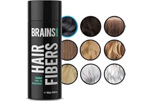Brains & Son Hair Fiber - Premium Hair Thickener – Immediately Conceals Receding Hairlines, Hair Loss, Balding Areas and Thinning Hair – Undetectable Keratin Fibers - Hair Powder | 25g (BLACK)